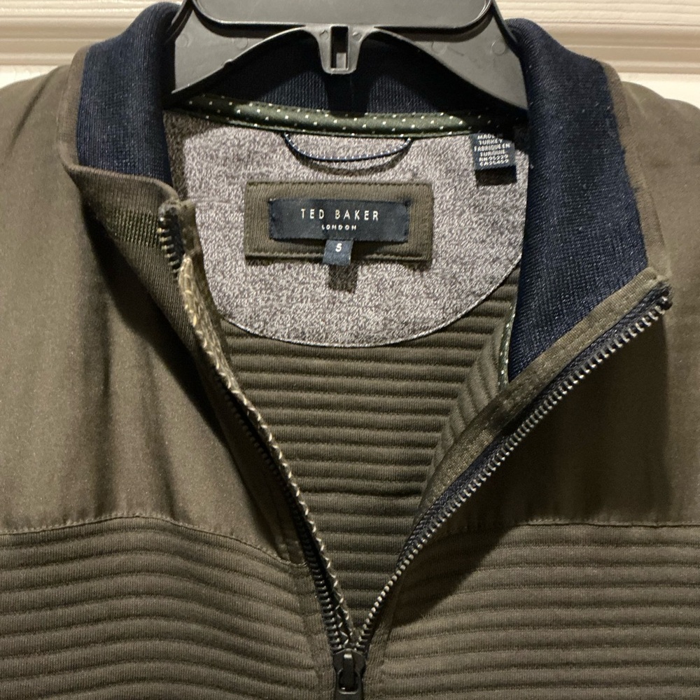 Ted Baker London Sardin Quilted Classic Jacket Olive Green Mens Size 5 US XL - Picture 12 of 14